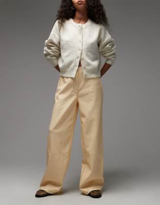 Asos Design Low Rise Menswear Inspired Faux Leather Pants In White