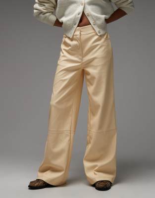 Asos Design Low Rise Menswear Inspired Faux Leather Pants In White