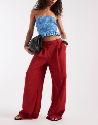 Asos Design Low Rise Mensy Pants In Red