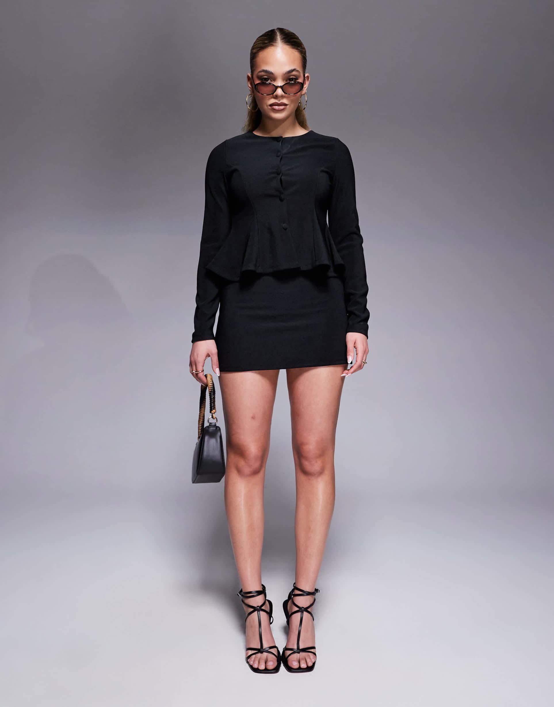 asos design low rise micro mini skirt in black - part of a set