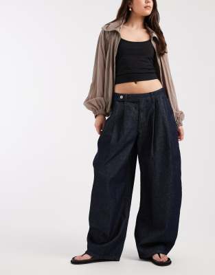 Asos Design Low Rise Oversized Horseshoe Jean In Black