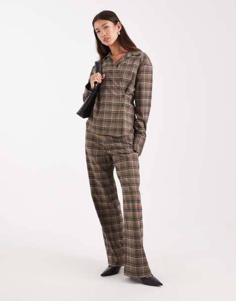 ASOS DESIGN low rise oversized pants in plaid - part of a set - view 1