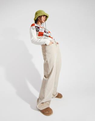 Asos Design Low Rise Relaxed Dad Jeans In Cream Corduroywhite ModeSens