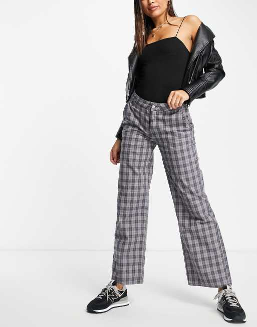 ASOS DESIGN low rise 'relaxed' dad pants in grey check