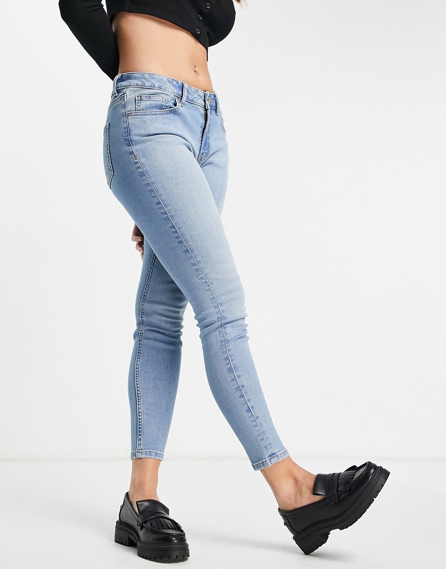 Asos Design Low Rise Skinny Jeans In Light Blue-blues | ModeSens