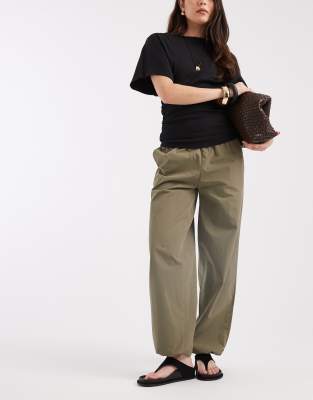 Asos Design Low Rise Slim Balloon Pants In Green