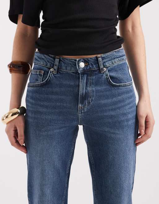 ASOS DESIGN low rise slim flare in washed blue, 4 of 5