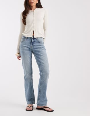Asos Design Low Rise Slim Flare Jeans In Blue