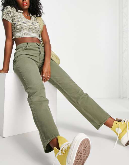 Khaki straight leg store jeans