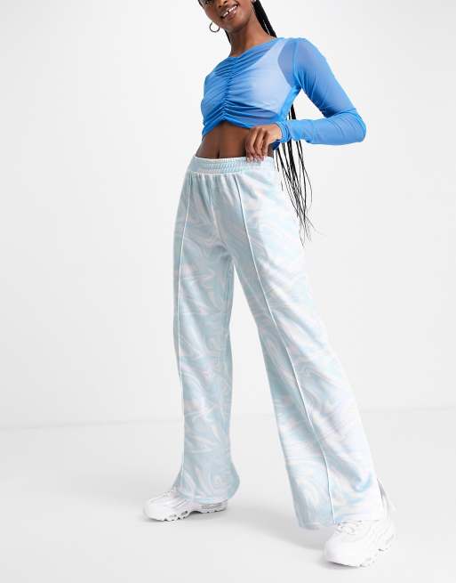 ASOS DESIGN low rise straight leg jogger in blue swirl print