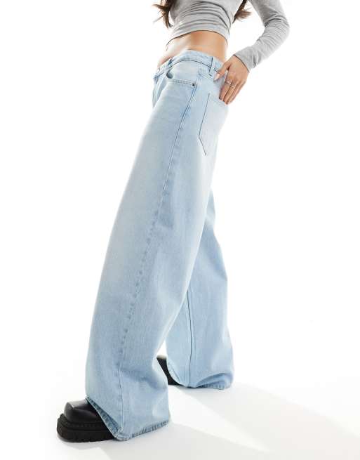 ★DRAW FIT★ Semi Low Rise Wide Jeans [LIGHT BLUE] TRF LOW-RISE WIDE LEG JEANS - Light blue | ZARA United States