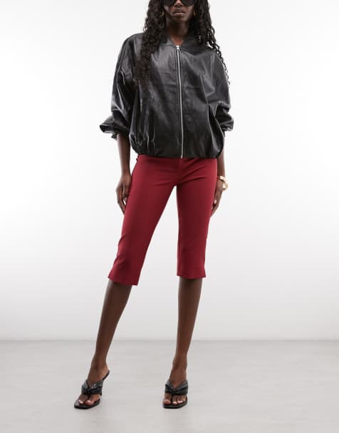 ASOS DESIGN low rise tailored capri pants in red - view 1