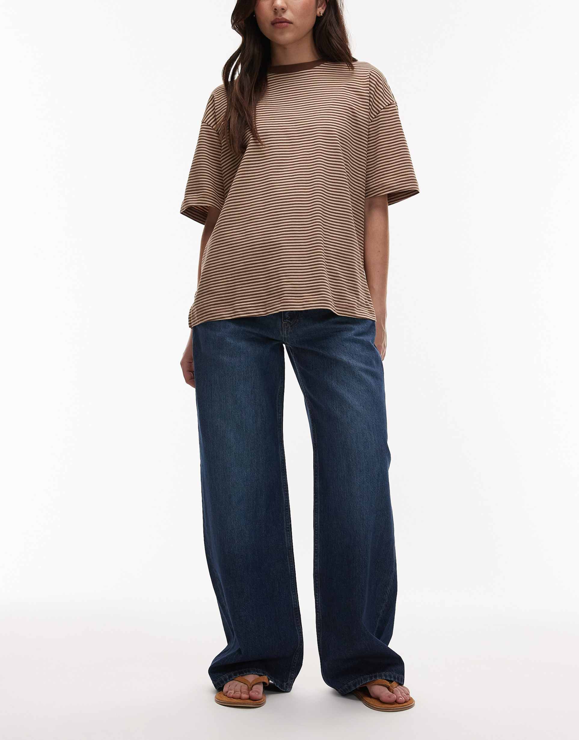 asos design low rise wide leg jeans in dark vintage wash