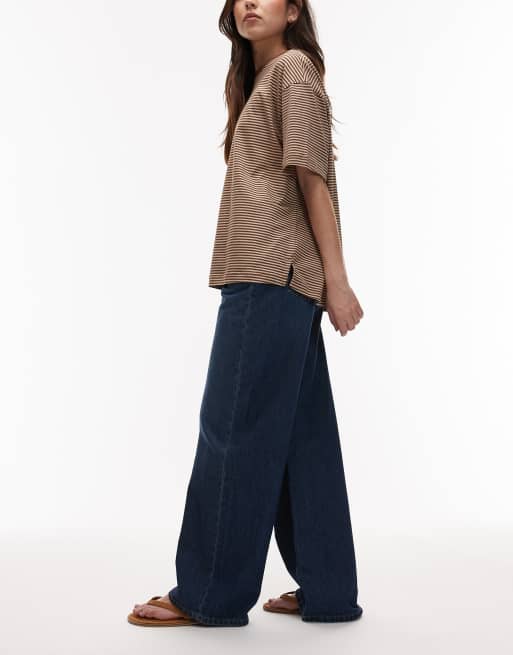 ASOS DESIGN low rise wide leg jeans in dark vintage wash, 3 of 5