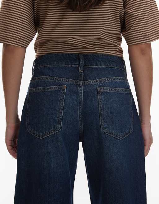 ASOS DESIGN low rise wide leg jeans in dark vintage wash, 4 of 5