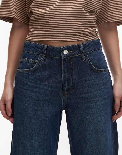 ASOS DESIGN low rise wide leg jeans in dark vintage wash, 5 of 5
