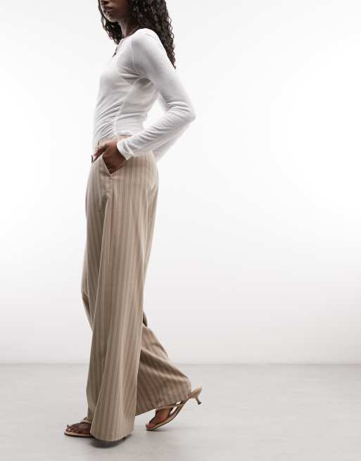 ASOS DESIGN low rise wide leg trouser in stripe, 2 of 5