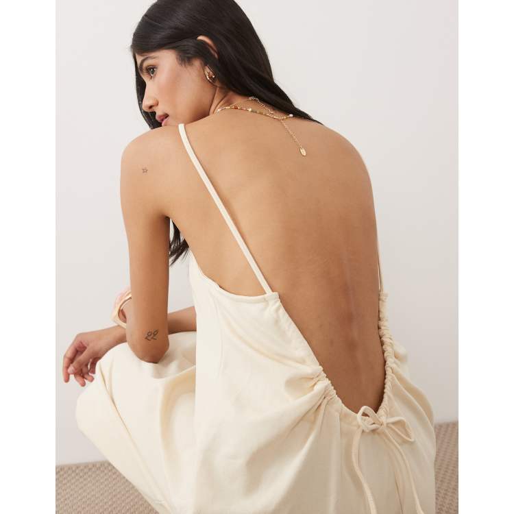ASOS DESIGN low scoop back maxi cami dress in cream | ASOS