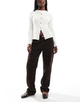 ASOS DESIGN low slim leg jean in chocolate - view 1