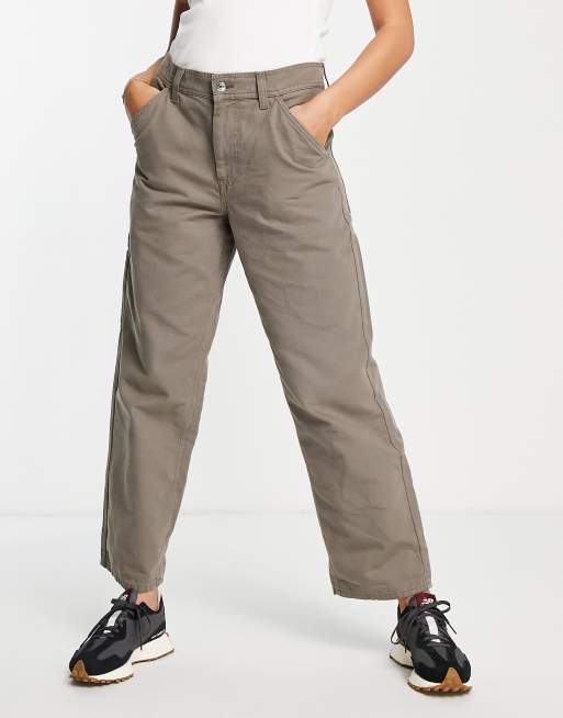 ASOS DESIGN low slung baggy cargo trouser in taupe