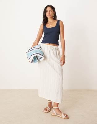 Asos Design Ribbed Scoop Neck Tank Top In Blue