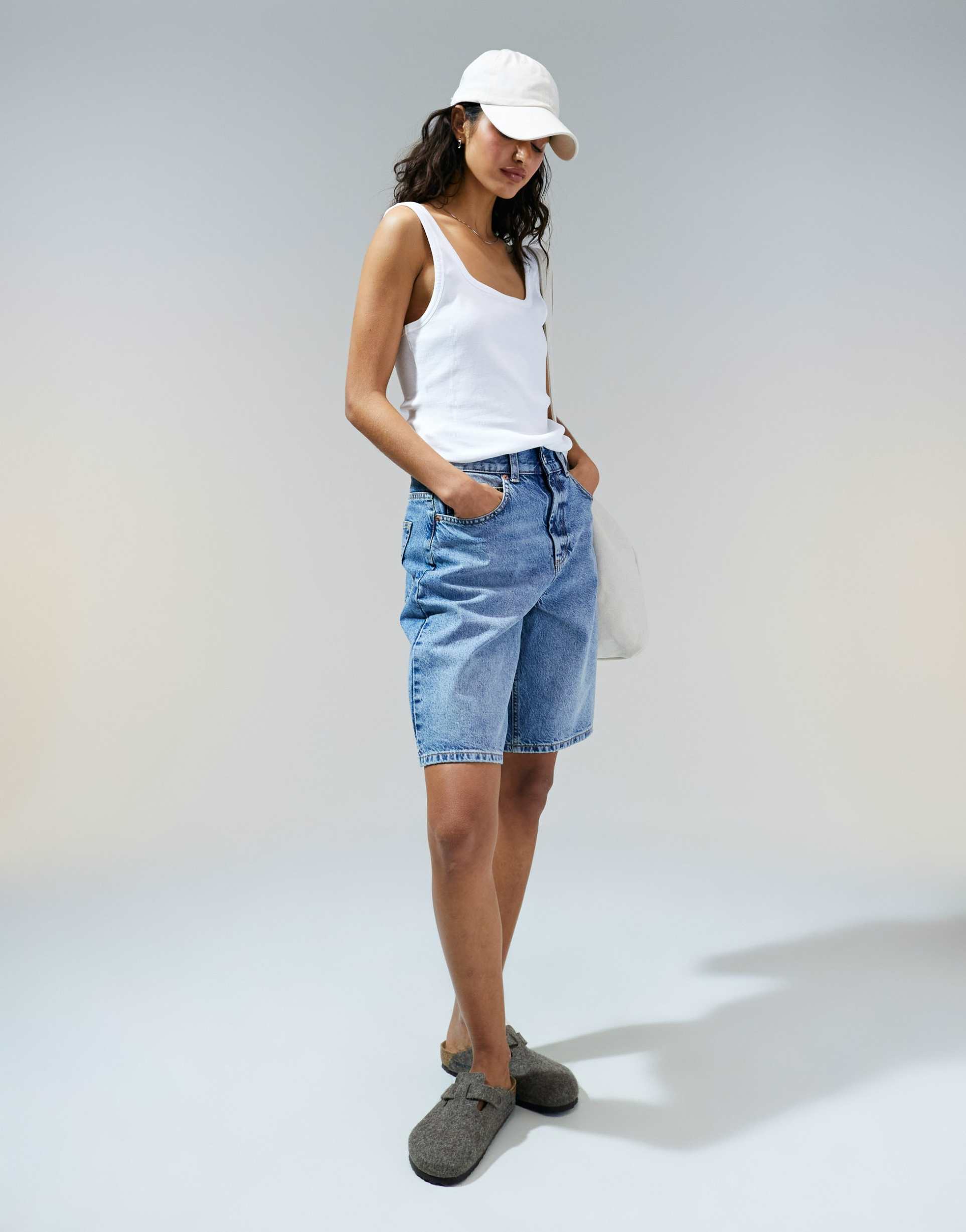 asos design low square neck tank top in white