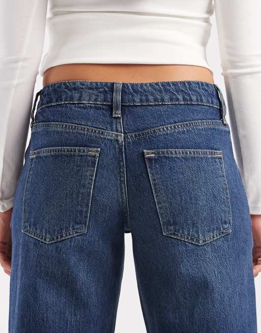 ASOS DESIGN low waist baggy wide leg jeans in dark mid blue, 5 of 5