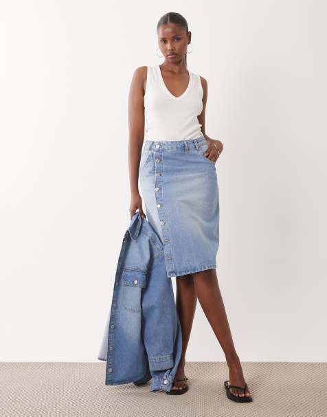 ASOS DESIGN low waist denim pencil skirt - view 1