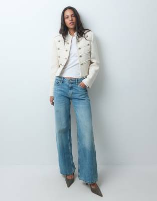Asos Design Low Waist Wide Leg Jeans In Blue