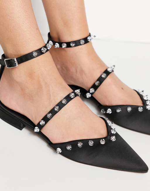 black satin flats