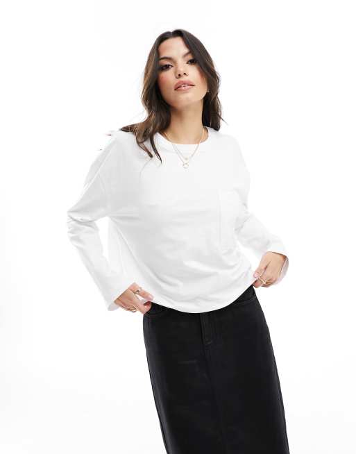 ASOS DESIGN - Løs t-shirt med lange ærmer og lomme