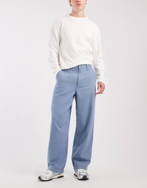 ASOS DESIGN løse bukser i blå og hvid nålestribe - MULTI - view 1
