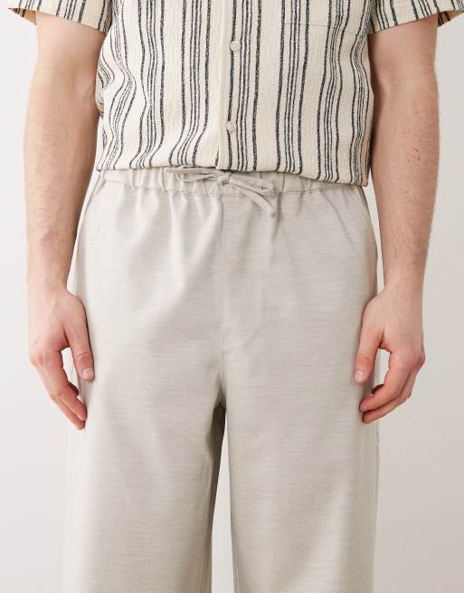 ASOS DESIGN løse bukser med elastik og læg i stenfarvet fiskeben, 5 af 6