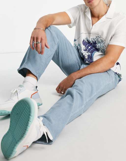 ASOS DESIGN - Løstsiddende bukser i pastelblå fløjl, 2 af 4