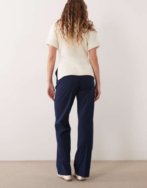 ASOS DESIGN løstsiddende bukser med lige ben i marineblå, 3 af 5