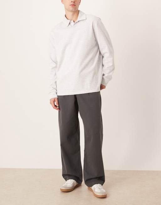ASOS DESIGN - Løstsiddende grå chinos i vintage-vasket twill med lige pasform