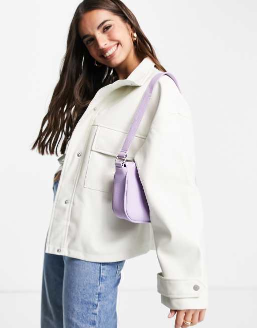ASOS DESIGN - Løstsiddende jakke i hvidt, imiteret læder