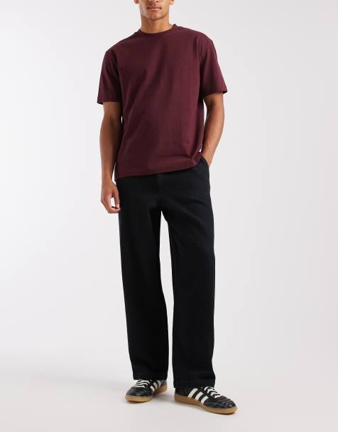 ASOS DESIGN - Løstsiddende jeans med lige ben og sildebensmønster i mørk vask - view 1