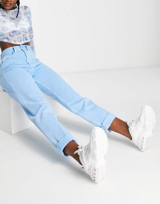ASOS DESIGN - Løstsiddende mom-jeans med høj talje i lyseblå, 4 af 4