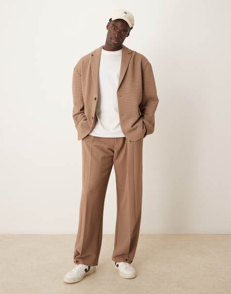 ASOS DESIGN - Løstsiddende og oversized brun habitjakke i bæk-og-bølge-stof - view 1