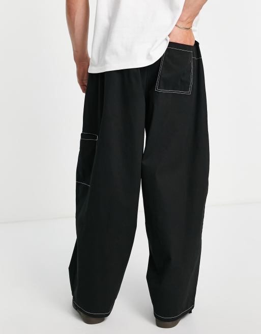ASOS DESIGN - Løstsiddende sorte bukser med kontrastsyninger, 2 af 4