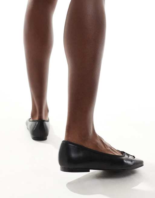 ASOS DESIGN Luca square toe ballet flat in black | ASOS