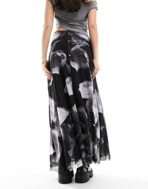 ASOS DESIGN - Luchtige maxirok van dubbellaagse mesh in bloemenprint, 5 van 5