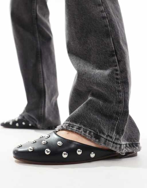 Black studded mules online