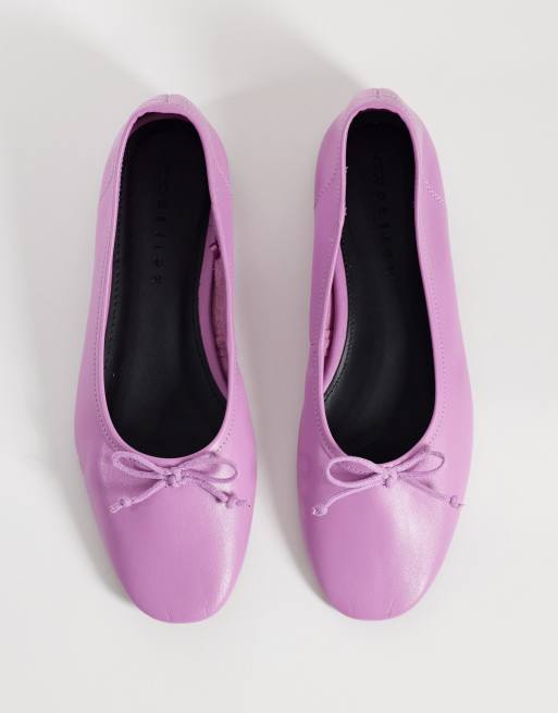 ASOS DESIGN - Lucian - Ballerine premium in pelle lilla con fiocco, 2 di 4