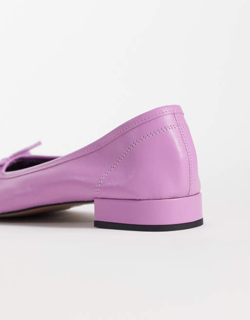 ASOS DESIGN - Lucian - Ballerine premium in pelle lilla con fiocco, 3 di 4