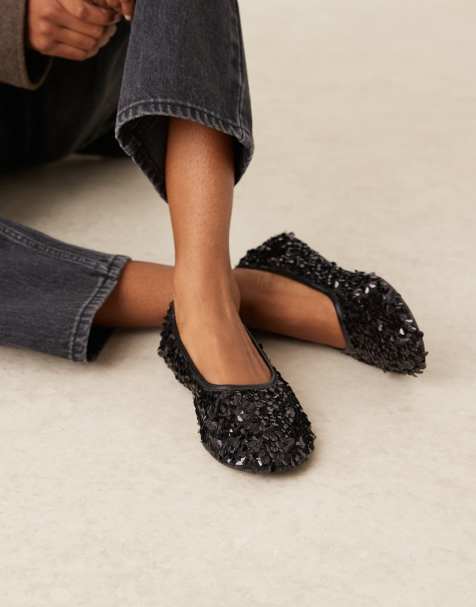 ASOS DESIGN Lucid sequin ballet flats in black - view 1