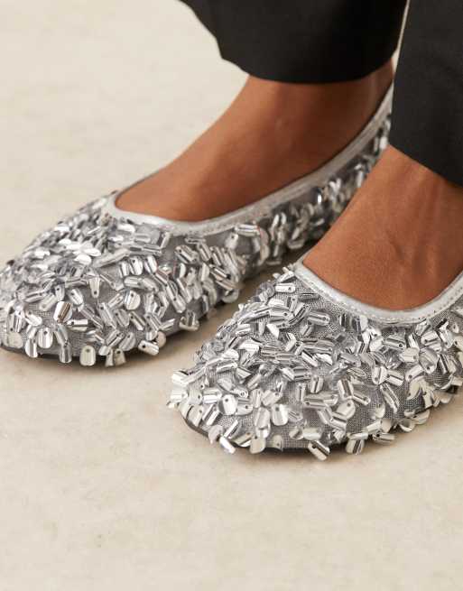 ASOS DESIGN Lucid sequin ballets in silver, 4 of 4