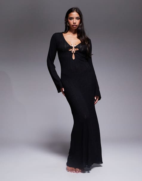 ASOS DESIGN - Lucie - Set da spiaggia con costume da bagno nero con cut-out e finiture in resina - view 1