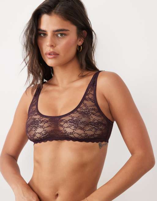 ASOS DESIGN Lucinda lace lingerie set in fig, 4 of 5